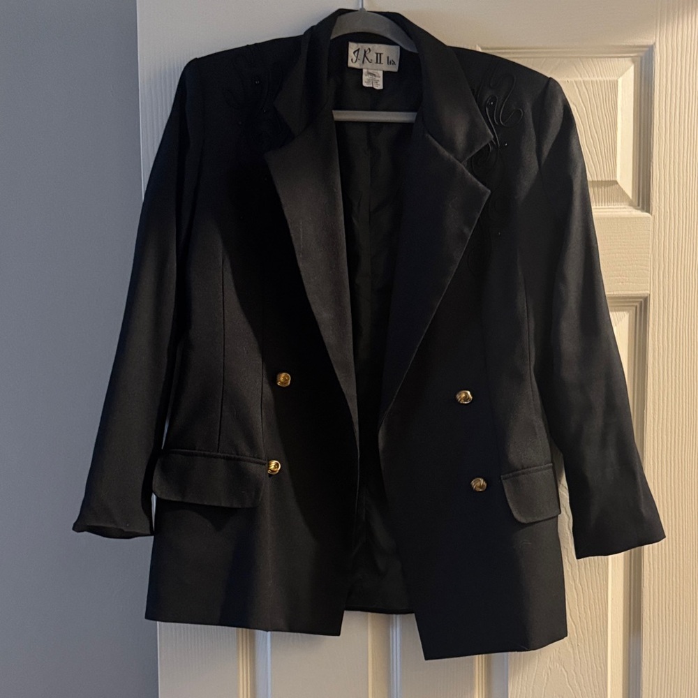 Kasper Black Blazer with Gold Buttons